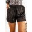 Black Satin Elastic Waist Casual Shorts