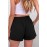 Black Elastic Waist Shorts with Pockets
