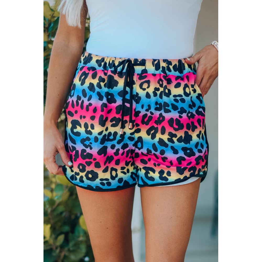 Leopard Pocketed Drawstring Shorts Leopard Pocketed Drawstring Shorts