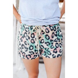 Leopard Print Elastic Waist Drawstring Shorts With Pocket Leopard Print Elastic Waist Drawstring Shorts With Pocket