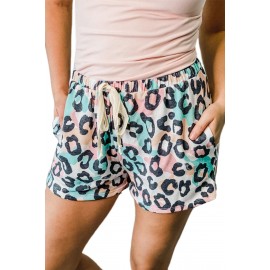 Leopard Print Elastic Waist Drawstring Shorts With Pocket Leopard Print Elastic Waist Drawstring Shorts With Pocket