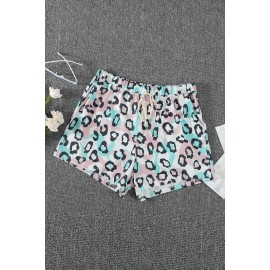 Leopard Print Elastic Waist Drawstring Shorts With Pocket Leopard Print Elastic Waist Drawstring Shorts With Pocket