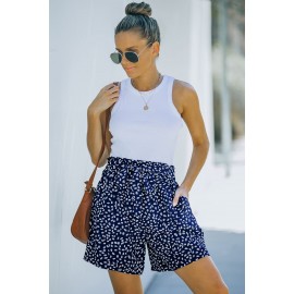 Blue Spotted Print Loose Casual High Waist Shorts Blue Spotted Print Loose Casual High Waist Shorts