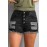 Black Gypsy Mid-rise Distressed Denim Shorts