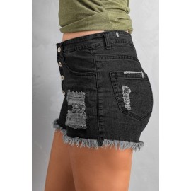 Black Gypsy Mid-rise Distressed Denim Shorts Black Gypsy Mid-rise Distressed Denim Shorts