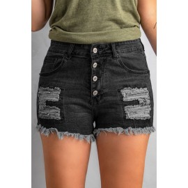 Black Gypsy Mid-rise Distressed Denim Shorts Black Gypsy Mid-rise Distressed Denim Shorts