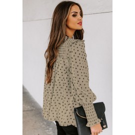 Apricot Smocked Ruffle Trim Blouse Apricot Smocked Ruffle Trim Blouse