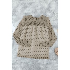 Apricot Smocked Ruffle Trim Blouse Apricot Smocked Ruffle Trim Blouse