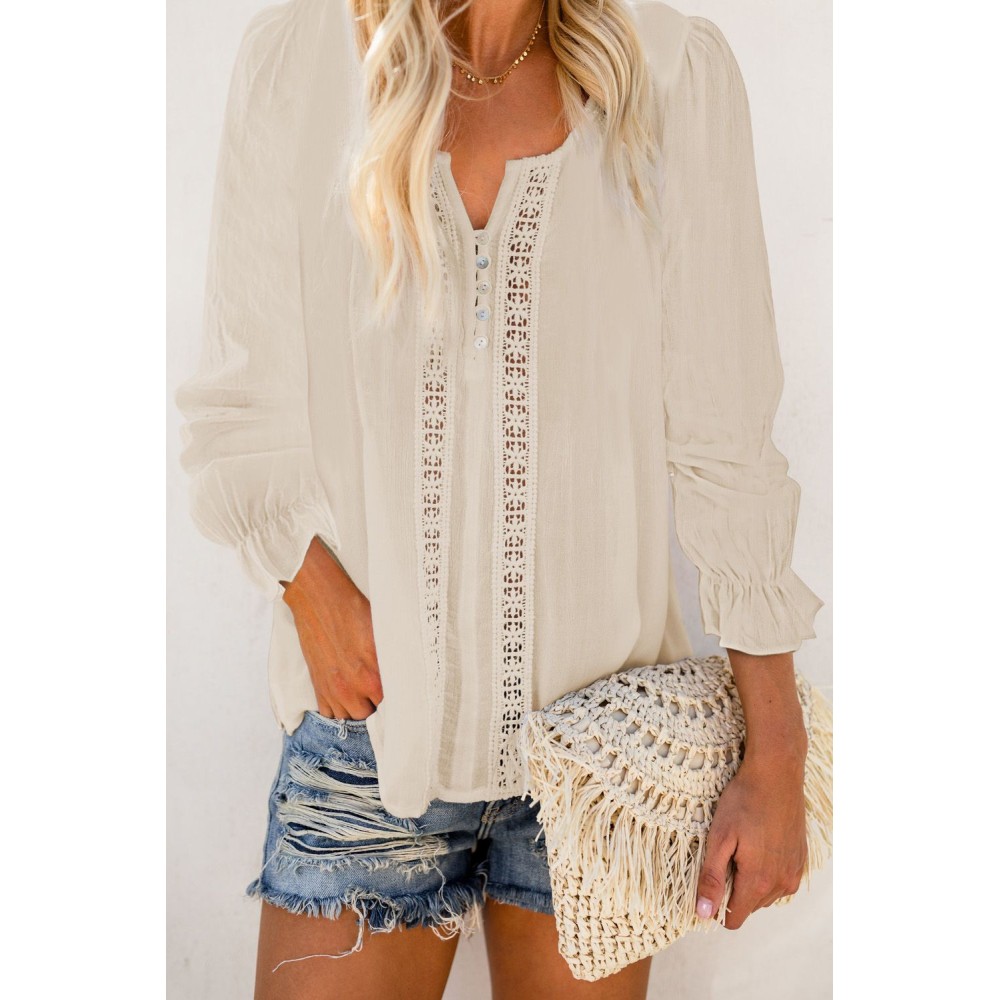 Apriot Bohemian Bubble Sleeve Eyelet Blouse Apriot Bohemian Bubble Sleeve Eyelet Blouse