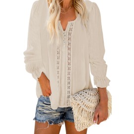 Apriot Bohemian Bubble Sleeve Eyelet Blouse Apriot Bohemian Bubble Sleeve Eyelet Blouse