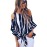 Black Cold Shoulder Vertical Stripes Blouse
