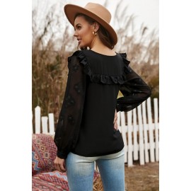 Contrast Sleeve Ruffle Blouse Contrast Sleeve Ruffle Blouse