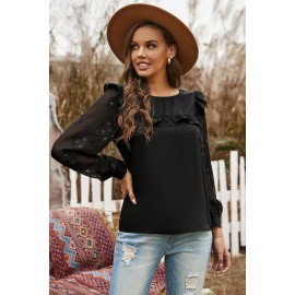 Contrast Sleeve Ruffle Blouse Contrast Sleeve Ruffle Blouse