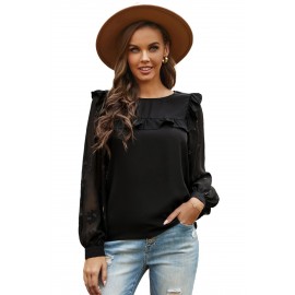 Contrast Sleeve Ruffle Blouse Contrast Sleeve Ruffle Blouse
