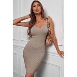 Knit V Neck Sleeveless Bodycon Tank Dress Knit V Neck Sleeveless Bodycon Tank Dress
