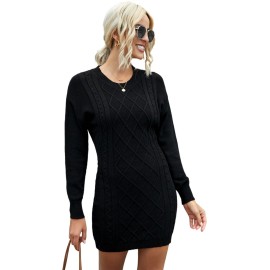 Black Geometric Texture Bodycon Sweater Dress Black Geometric Texture Bodycon Sweater Dress